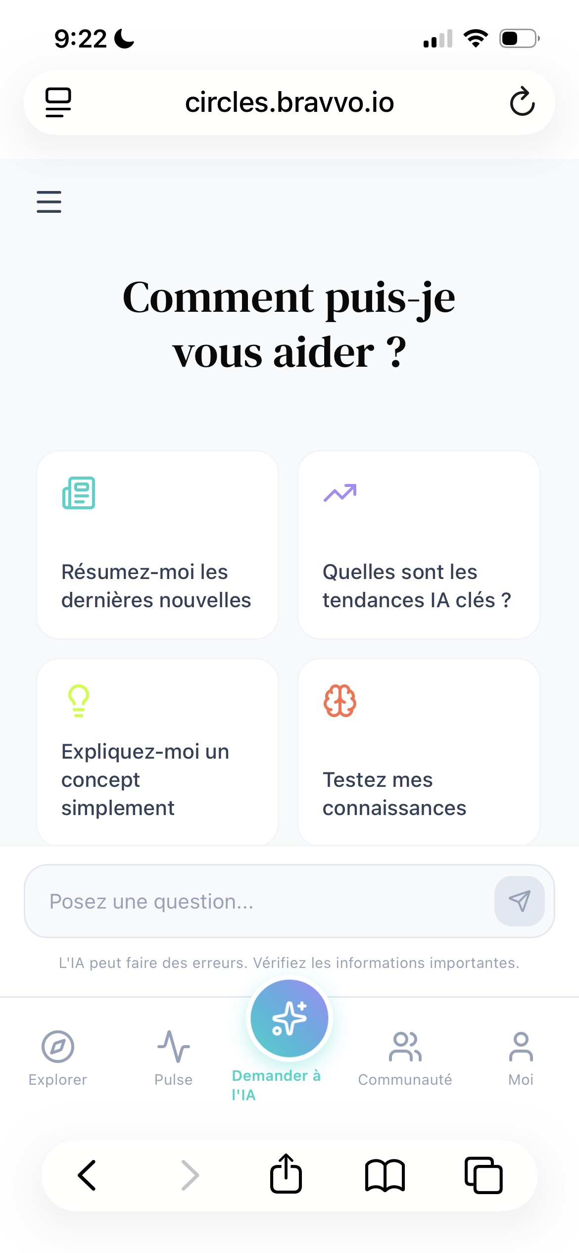 Interface de l'assistant IA